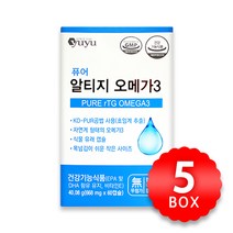 유유제약 퓨어 알티지 오메가3 1개월분 x 5박스, 668mg x 60캡슐 x 5박스