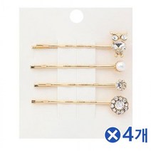 큐빅포인트 부엉이 헤어핀 4종세트 골드x4개 포인트핀