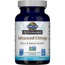 가든오브라이프 Dr.Formulated 어드밴스드 오메가 피쉬오일 레몬 맛 1290mg EPA DHA DPA Non-GMO 60소프트젤 Garden of Life