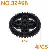 하이테크닉 MOC 기술 부품 기어 벌크 브릭 DIY 하이테크 블록 모든 브랜드 호환, 블랙-4pcs-32498