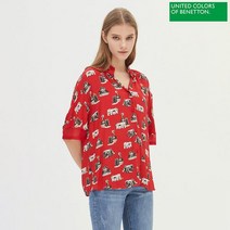 베네통 베네통 카메라 그래픽 블라우스 BABL03041_RD