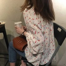 [ILΞ6] 플라워 패턴 루즈핏 블라우스 하늘한 쉬폰 여자 봄신상 예쁜 소매와이드 여성_Eη3270Ml