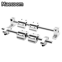 2Set 3D 프린터 부품 광학 축 키트 2x8mm 크롬 도금 샤프트 베어링 4 x SC8UU 4 x SK8 알루미늄 엔드 서포터, 08 390mm_02 Horizontal