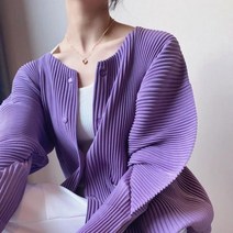 이세이 플리츠 주름 여성 긴팔 슬림핏 가디건 자켓