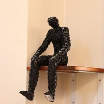 그레이하우스 스탠딩오브제 생각하는 앉아있는사람 책꽂이 서재 선반장식품 카페 인테리어소품 집들이선물 포인트장식품, 화이트