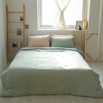 해밀홈 마이크로 워싱 부드러운 크림 차렵이불+패드+베개커버