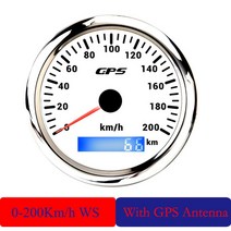 오토바이 선박용 85mm gps 속도계 7 색 백라이트 30 200kmh 보트 자동차 트럭 속도 게이지 미터 (gps 안테나 포함), 200kmh ws