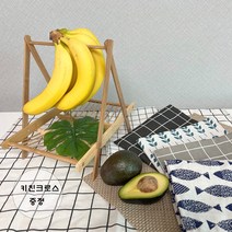 더화사 주방소품 접이식 라탄 대나무 과일 트레이 바구니 바나나걸이 바스켓, 6.체크_베이지블랙, 소