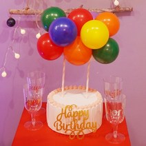 생일 풍선 케이크 벌룬 토퍼 초 DIY 6종 케익 장식 데코 픽 꾸미기, 바이올렛