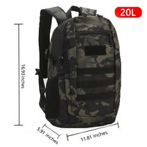 백패킹배낭 캠핑배낭 대용량 등산가방 야외 전술 배낭 군사 남자 15L 20L 방수 스포츠 여행 캠핑 Mochila, 10 black CP 20L