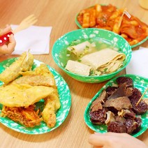 추억의 옛날 떡볶이접시 분식집 그릇 5종 쑥색 멜라민, 오뎅기