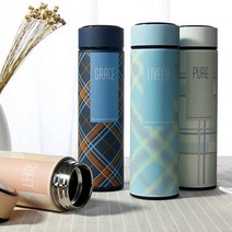럭키유통 체크무늬 보온병/보냉병/스테인레스, 핑크체크, 450ml, 450ml
