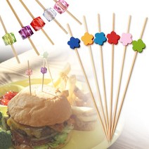 베스트데코 컬러 대나무 꼬지 꼬치, 나무꽃 분홍, 100매