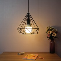 BOAZ 다이아 팬던트 조명 인테리어 식탁등 LED 인테리어조명, 다이아팬던트(검정-에디슨전구원형(전구)