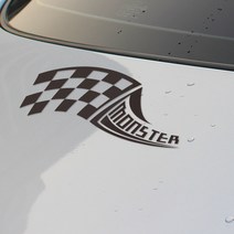 자동차스티커 데코스티커 빼꼼스티커 반사스티커, FF021 레이싱몬스터, 화이트, 1개