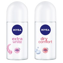 니베아 데오드란트 50ml X2개 롤온타입, [NV2] 50ml 롤온 화이트, [NV1] 50ml 롤온 드라이, 2개