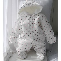 베이비하트 부드럽고 따뜻한 벨로아 패딩 방한우주복 신생아 겨울우주복