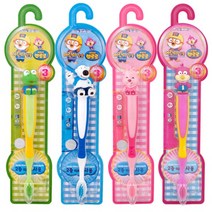 케이엠제약 뽀로로 어린이 칫솔 4개 세트, 크롱, 포비, 루피, 해리, 1세트