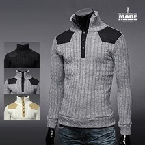 메이드 MG_꽈배기 니트 단추 폴라 7951