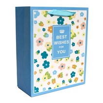 이엔그린 종이쇼핑백, 선택8)플라워 베스트 위쉬-하늘-1매