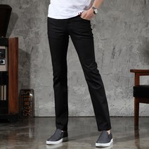지기젠 남성용 스판 데일리 슬림 블랙 면 팬츠 남자 바지