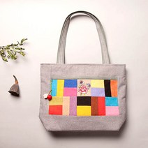 하율공방 고급 대마(면) 자수 숄더백
