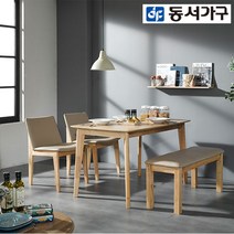 동서가구 M바닐라 4인식탁세트 B벤치형 DF906499, 내츄럴