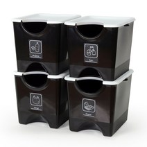 플라팜 에코홀릭 분리수거함 60L 4단, 블랙, 1세트