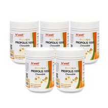 하이웰 프리미엄 프로폴리스 1050 츄어블 500정 5통 (올리브비누+프로폴리스치약 포함) / Hiwell Propolis 1050, 5개, 1050mg