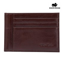 BISON DENIM 바이슨데님 남자 여자 수제 가죽 작은 동전 카드 얇은 명함지갑 N9309-1