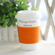 웹셀 에코사랑 머그컵 320ml, 1개, 오렌지