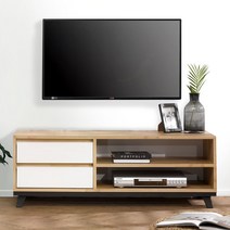 파란들 심플거실장 1200 티비다이 TV다이 진열장, 우드화이트