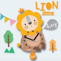 퍼니즈 어썸프렌즈 움직이는 추시계(+오너먼트풀세트), 사자(시계+데코장식)