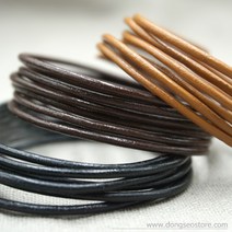 동서실업 천연 소가죽 통가죽끈2mm 90cm 가죽공예 가죽끈DIY 만들기, 01.블랙, 1개