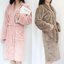 러브핑코 여성용 극세사 샤워가운, 인디핑크+모카, 1개