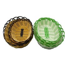 PP 타원 바구니 / 상추바구니 야채바구니 쌈채반 과일 상추 깻잎 사탕 팝콘 안주 간식 담는 트레이 고깃집 쌈바구니 그린 브라운 디저트 라탄 바스켓 모과 소쿠리 야채 튀김 케이스