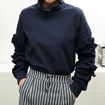 네모엔룩 2단프릴소매 면스판 블라우스 T01