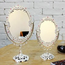 데코하우스 큐빅거울 타원거울 탁상거울, 큐빅 타원거울_중(실버)