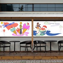 낭만창고 쿨썸머 뮤럴실사 시트지, 혼합색상