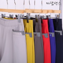 마담센스 여성용 빅사이즈 이열체크 배색 밴딩 팬츠