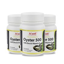 하이웰 프리미엄 굴 추출물 500 60베지캡슐 3통 (올리브비누+치약 증정) / Hi Well premium Oyster 500 with Zinc & Vitamin E, 200g, 3개