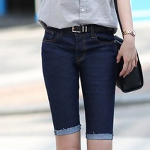 플레이팝 여성용 블루 생지 하프 데님 팬츠 4206