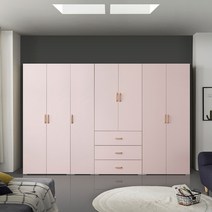 케이컴퍼니 이음2800장롱세트DCDD(옷장+400이불장+3서랍옷장+이불장) 장롱세트, 핑크