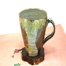 느티나무문 거친 머그 컵 / 컵 머그 잔 찻잔 커피잔 허브차 보이차, 초록 느티나무 문양