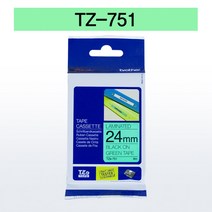 브라더 라벨테이프TZ테잎 TZ-151, TZ-751(녹색/검정), 24m