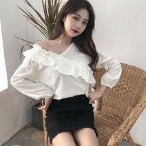 러블로어 8166 - 언밸런스 오프 숄더 블라우스