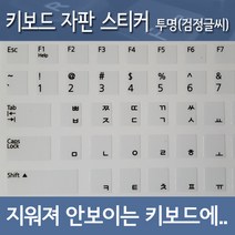 노트포유 자판스티커 4컬러 직구 노트북 키보드 지워진 키캡 필수, 투명_검정글씨, 1개