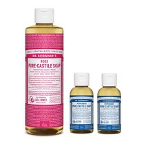 닥터브로너스 캐스틸 솝 로즈 475ml 1개 + 페퍼민트 60ml 2개, 1세트, 595ml