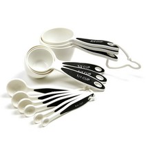 노르프로 그립 이즈 계량컵 앤 스푼 12종 세트, White+Black