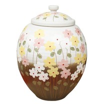 [여주도기] 투톤 둥근야생화 황토 쌀항아리 20kg
